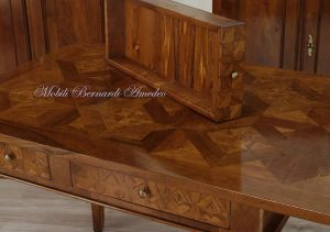 Classic style solid wood desk with inlaid top and 3 drawers
